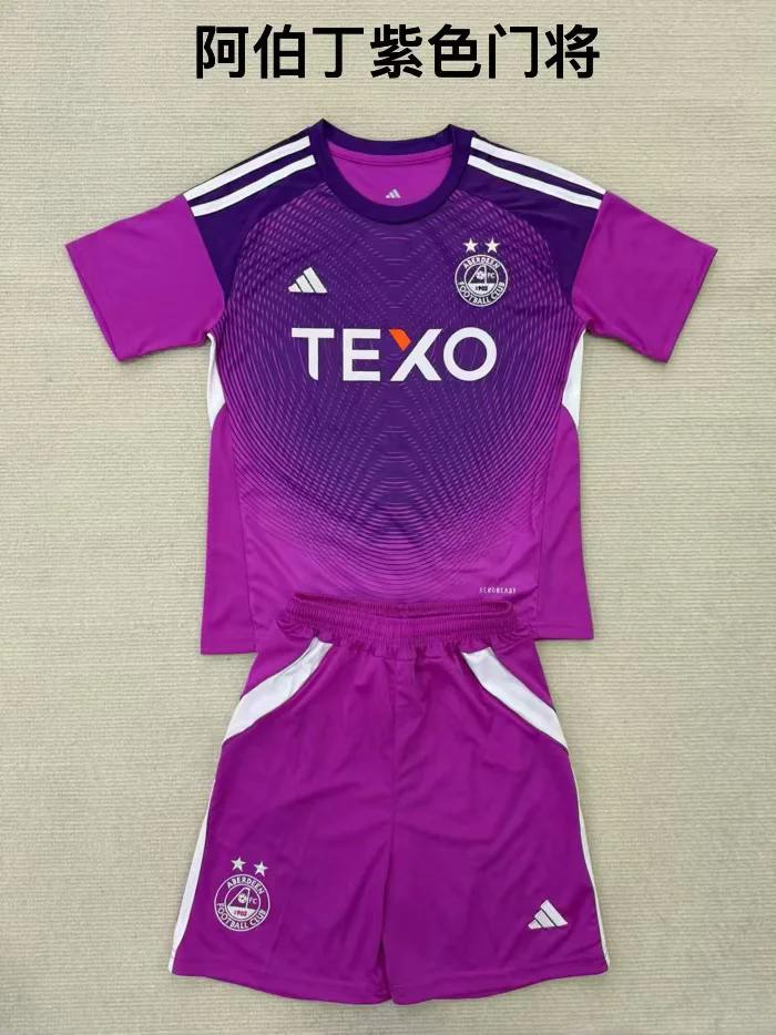 25 26 Aberdeen goalkeeper purple kids kit 25 26 苏格兰联赛 阿伯丁 守门员 儿童套装