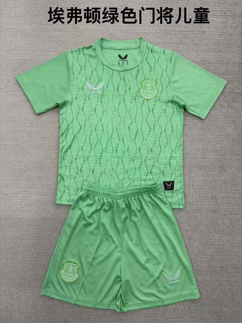 25 26 Everton green goalkeeper kid kits 25 26 埃弗顿 绿色 守门员 儿童套装