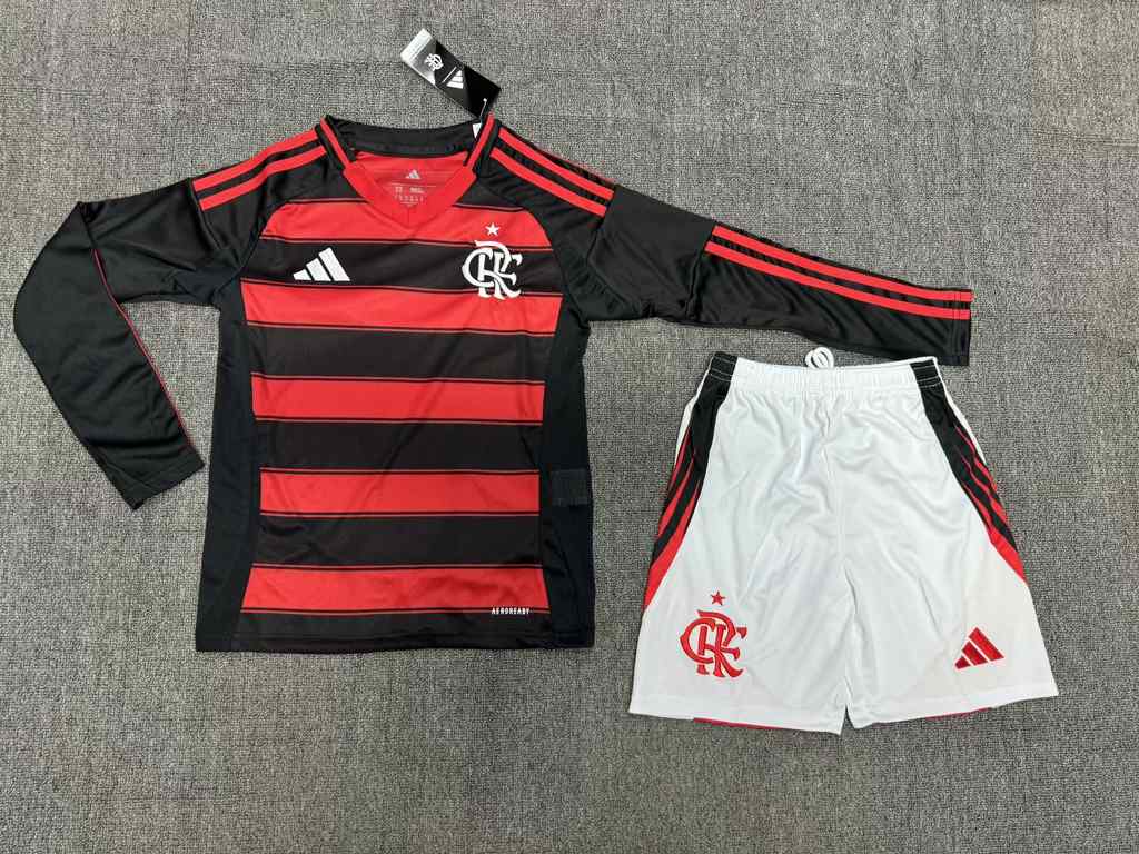 25 26 Flamengo home long sleeves kids kit 25 26 弗拉门戈 主场 长袖 儿童套装