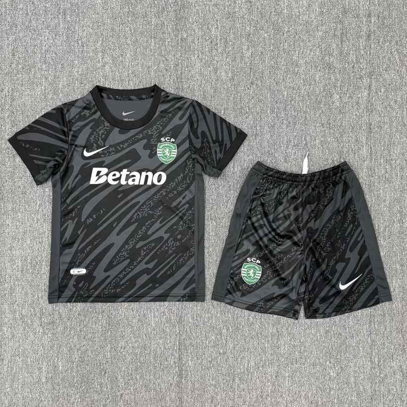 25 26 Lisbon black goalkeeper kid kits 25 26 里斯本 黑色 守门员 孩子套装