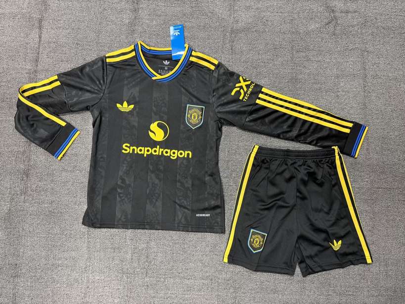 25 26 Man United third Away Kids Long Sleeve Kit 25 26 曼联 二客 孩子 长袖 套装