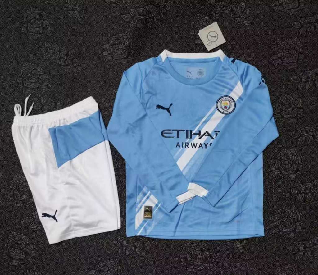 25 26 Man city home kid kits 25 26 曼城 主场 孩子套装 长袖