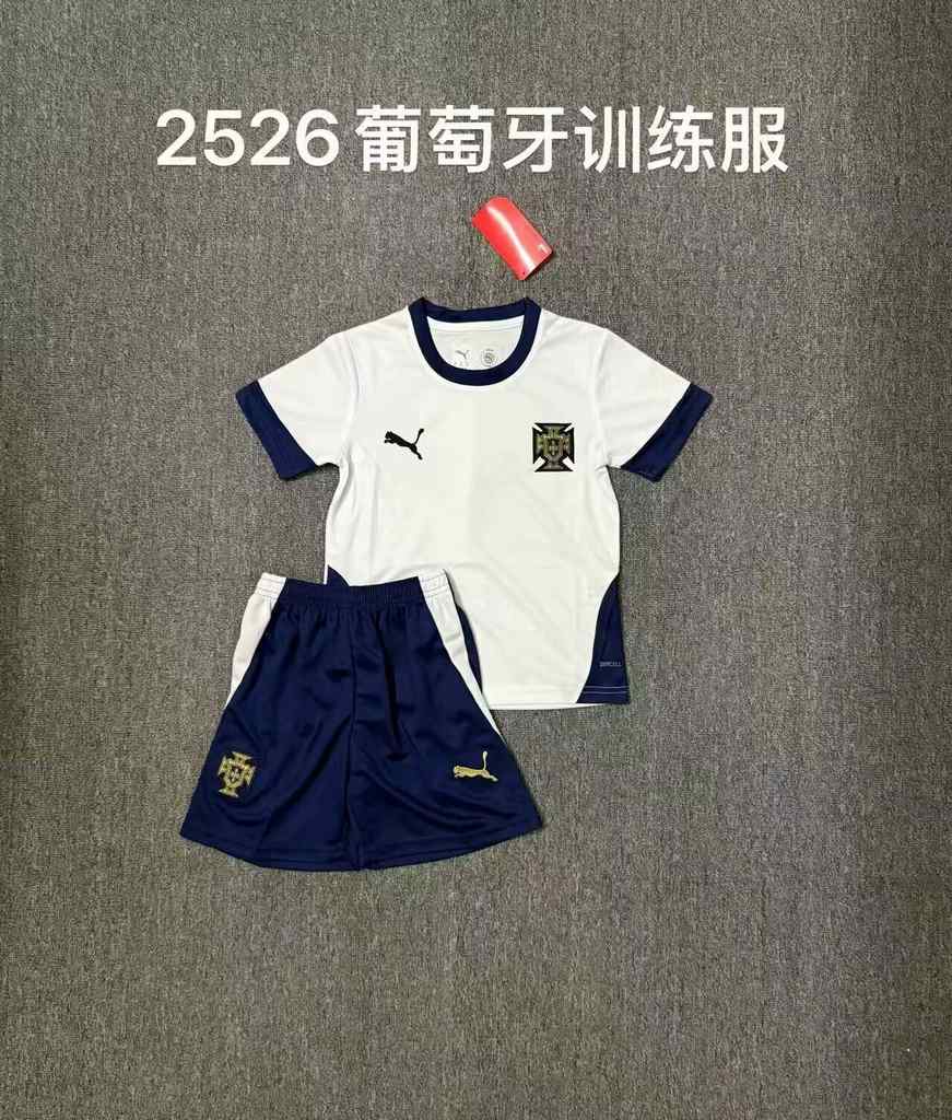 25 26 Portugal white training kids kit 25 26 葡萄牙 白色 训练 儿童童装
