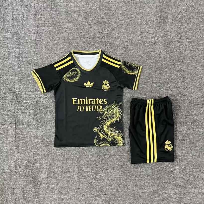 25 26 Real Madrid Black Kids Kit 25 26 皇马 黑色 孩子套件