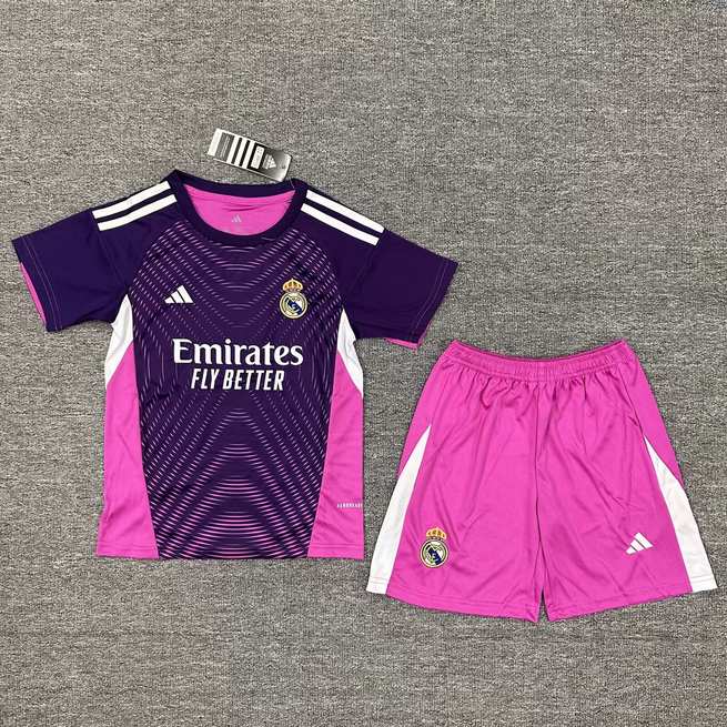 25 26 Real Madrid goalkeeper kid kits 25 26 皇马 紫色 守门员 孩子套装