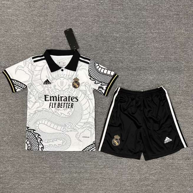 25 26 Real Madrid kid kits 25 26 皇马 纹黑龙 孩子套装
