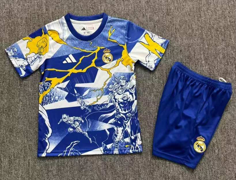 25 26 Real Madrid special version Children's Set 25 26 皇马 漫威 联名版 孩子套装