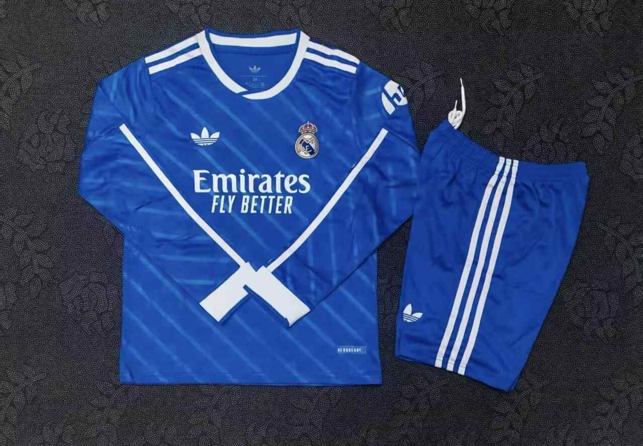 25 26 Real Madrid third away long sleeves children's set 25 26 皇马 二客 长袖 儿童套装