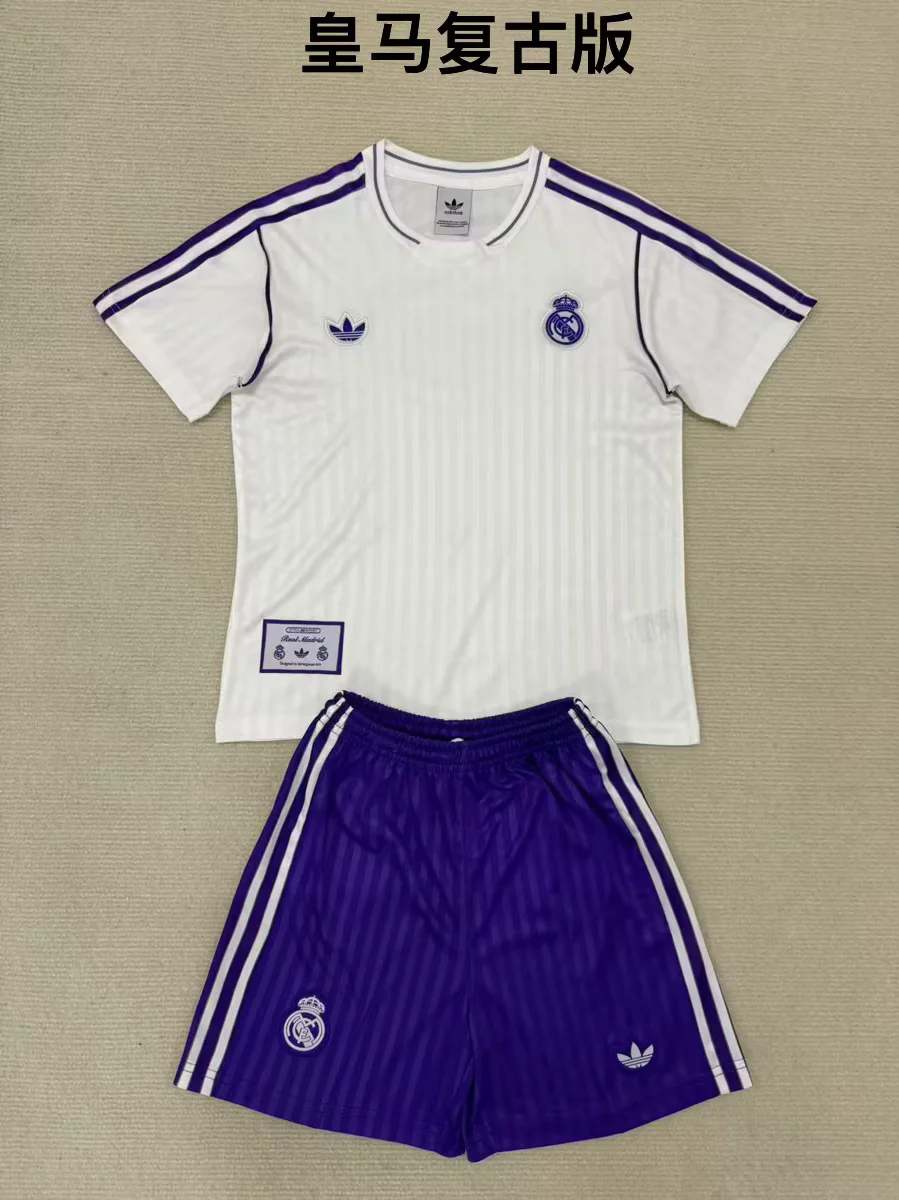 25 26 Real Madrid white T-shirt kids kit 25 26 皇马 白T 儿童套装