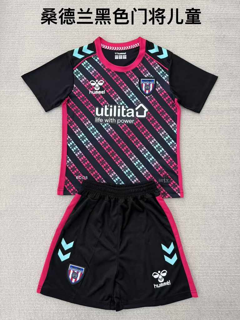 25 26 Sunderland Black Goalkeeper Kit Kids 25 26 桑德兰 黑色 门将 孩子套装