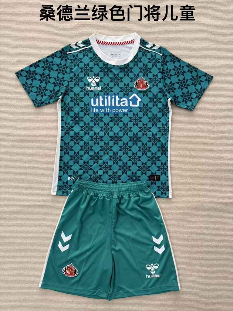 25 26 Sunderland green Goalkeeper kid kits 25 26 25 26 桑德兰 绿色 门将 儿童套装