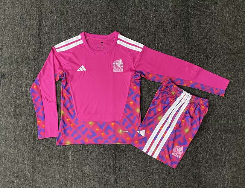 26 27 Mexico Goalkeeper Red long sleeves kid kits 26 27 墨西哥 守门员 红色 儿童套装