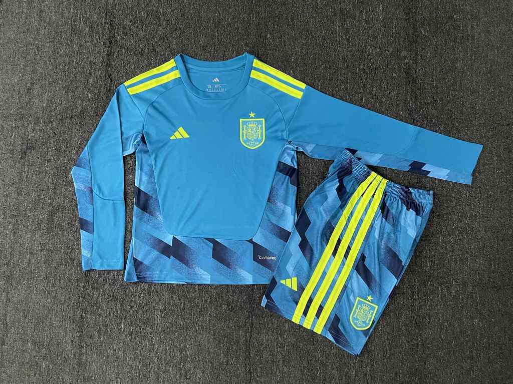 26 27 Spain Goalkeeper Blue long sleeves Kids Kit 26 27 西班牙 守门员 蓝色 儿童套装