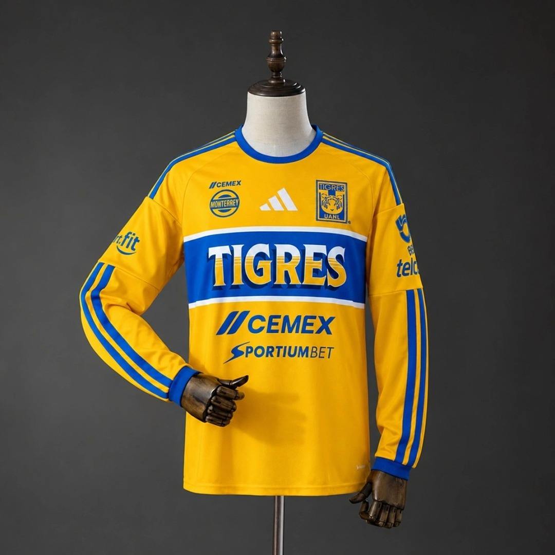 Maillot de football Tigres UANL jaune — 2026/27 · Domicile · Manches longues · tailles S–4XL