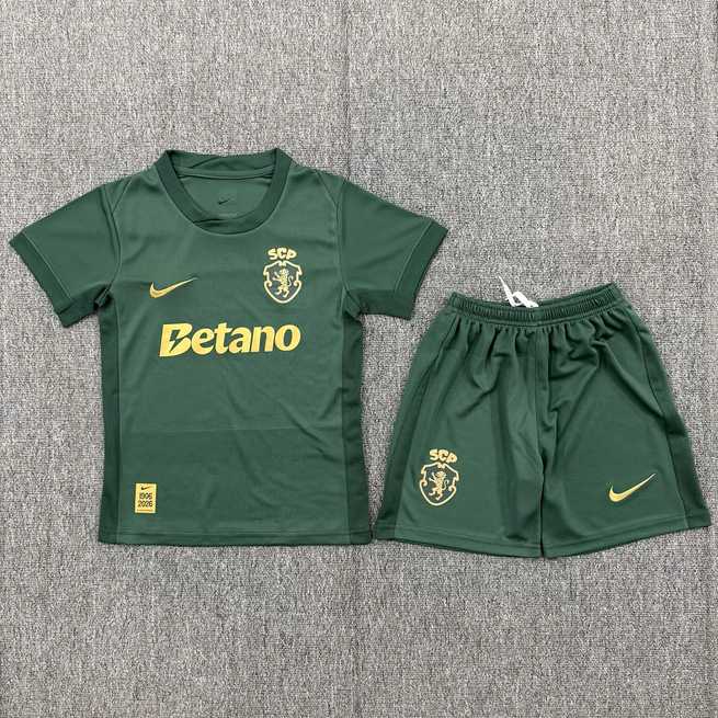 2025/26 Sporting Lisbon 120th Anniversary Kids Kit Soccer Jersey Size 16-28