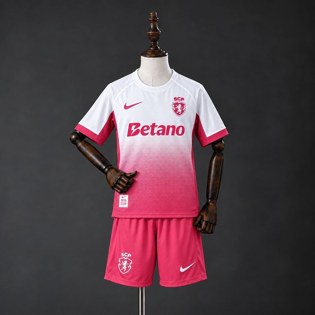 2026/27 Sporting CP October Pink Kids Kit Soccer Jersey 16-28