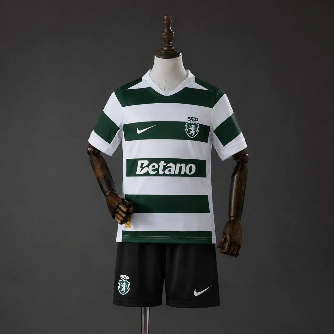 2026/27 Sporting Lisbon Home Kids Kit Soccer Jersey 16-28