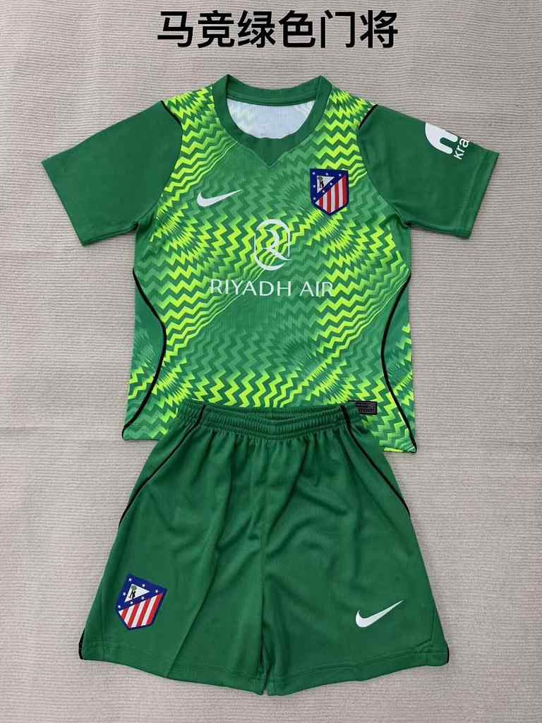 2026/27 Atletico Madrid Green Goalkeeper Kids Kit Soccer Jersey 16-28