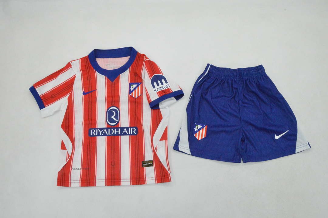 2026/27 Atletico Madrid Home Player Version Kids Kit Soccer Jersey 16-28