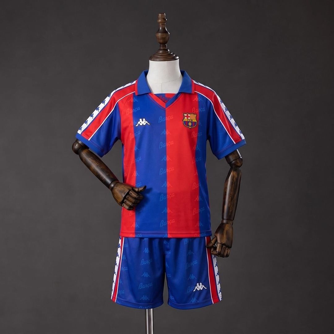 1992/95 Barcelona Home Retro Kids Kit Soccer Jersey 16-28