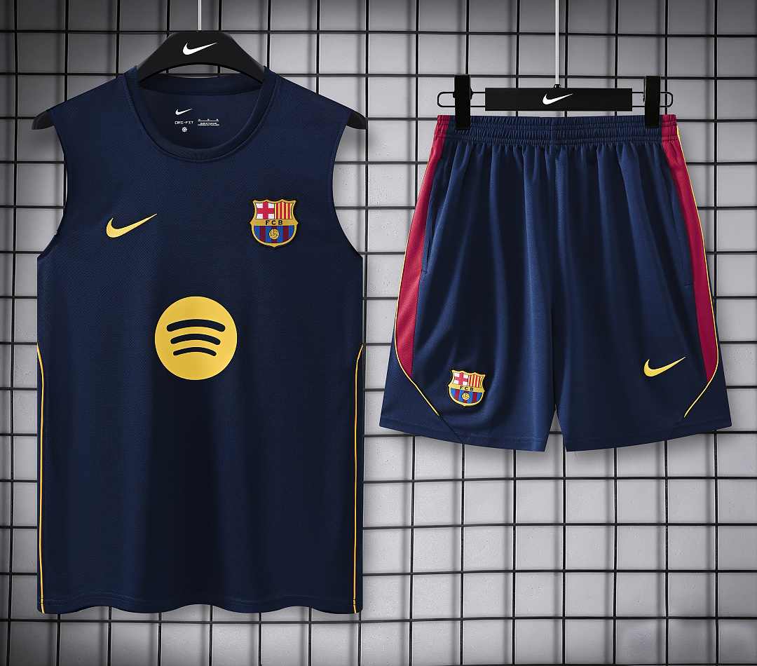 2026/27 Barcelona Dark Blue Vest Suit S-2XL