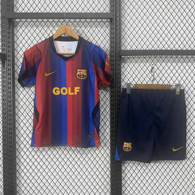 2026/27 Barcelona Home GOLF Kids Kit Soccer Jersey 16-28