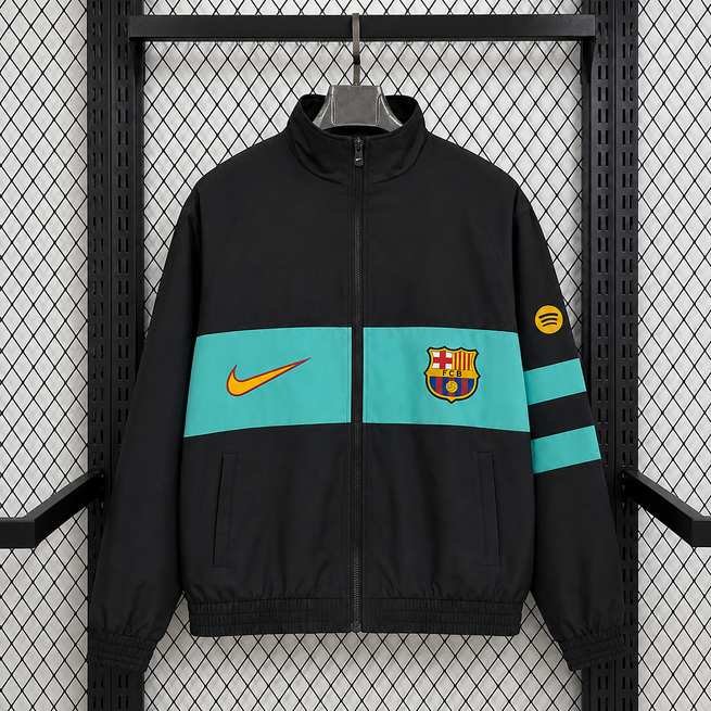 Coupe-vent Barcelona modèle noir bleu — 2026/27 · Rétro · tailles S–2XL