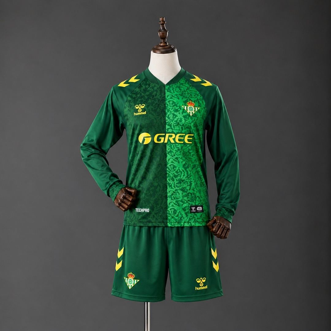 2026/27 Real Betis Away Long Sleeve Kids Kit Soccer Jersey 16-28