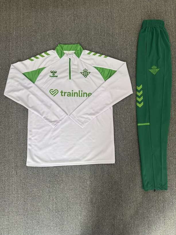 Survêtement Real Betis blanc et vert demi-zip — 2026/27 · tailles S–2XL