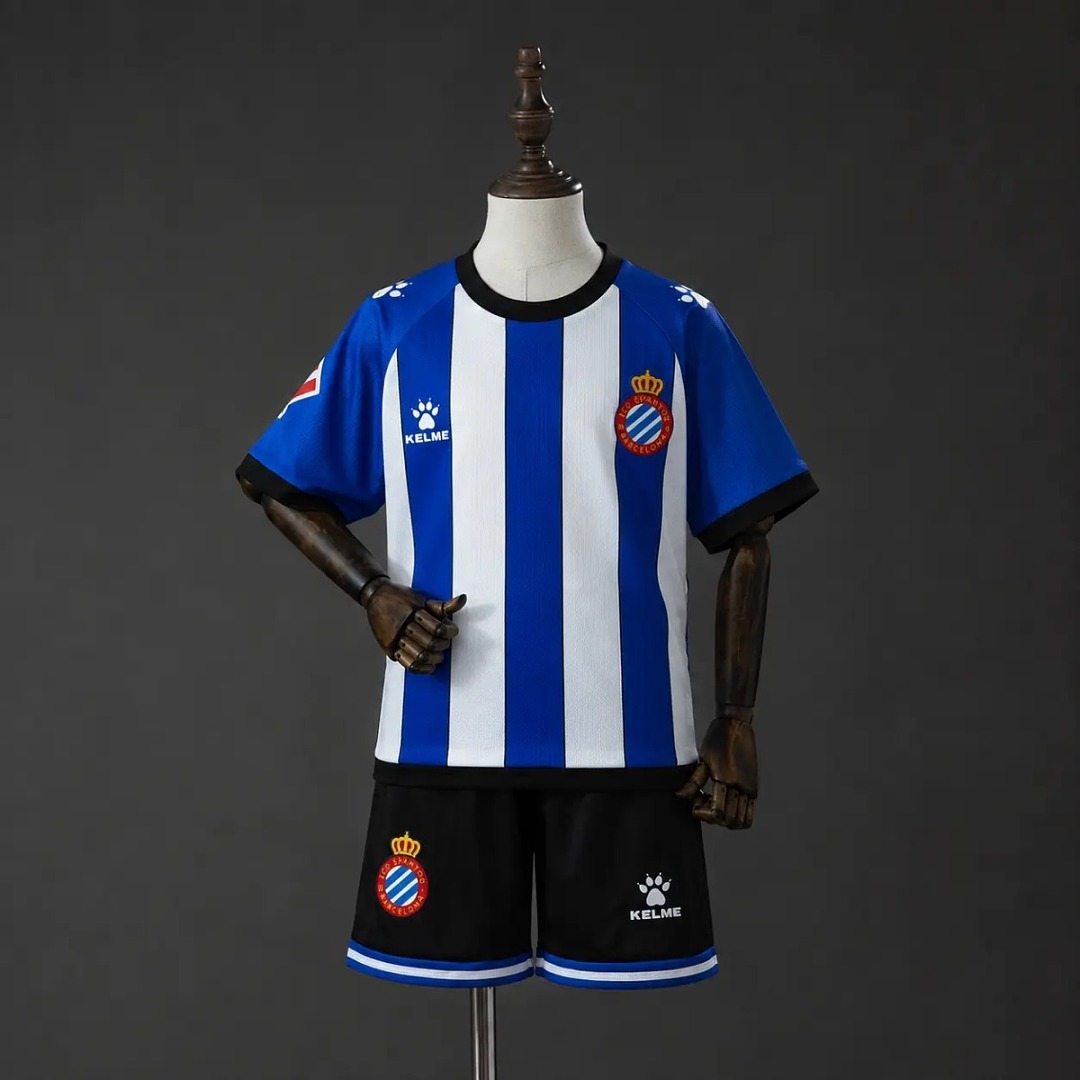 Ensemble de football enfant RCD Espanyol — 2026/27 · Domicile · tailles 16–28