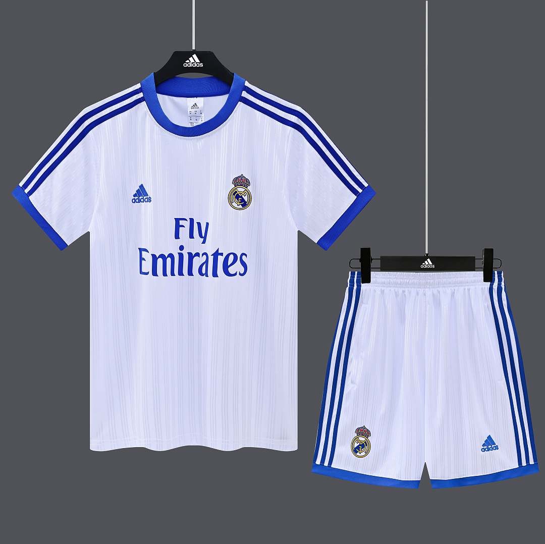2026/27 Real Madrid White Retro Model Training Suit Blue Trim S-2XL