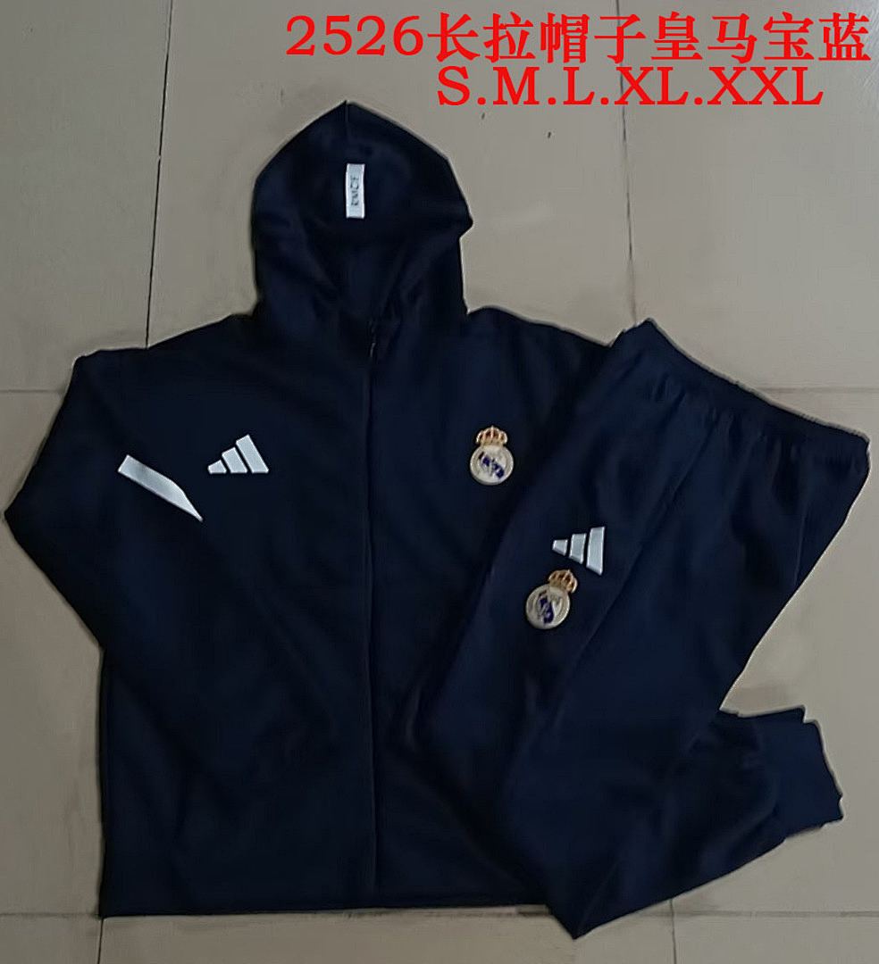Real Madrid 2025/26 Black Hoodie Suit S-2XL