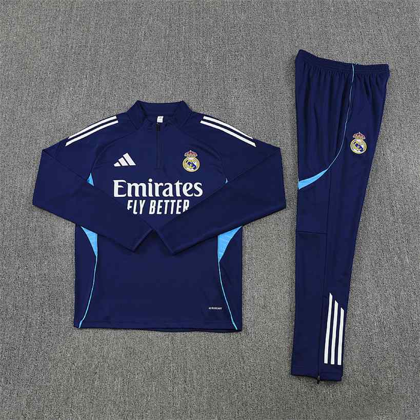 Real Madrid 2025/26 Dark Blue Half zipper Training Suit S-2XL