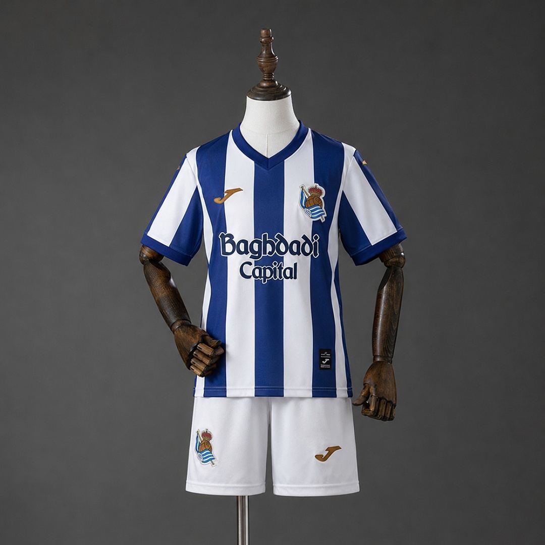 Ensemble de football enfant Real Sociedad — 2026/27 · Domicile · tailles 16–28