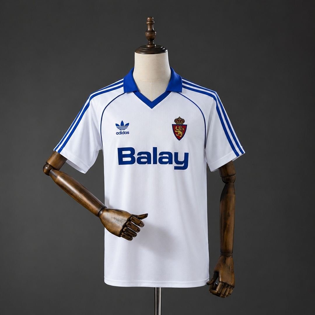 Maillot de football Real Zaragoza blanc — 1986/87 · Domicile · Rétro · tailles S–XXL