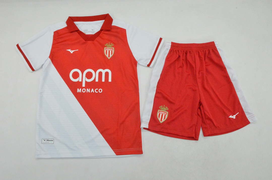2026/27 Monaco Home Kids Kit Soccer Jersey 16-28