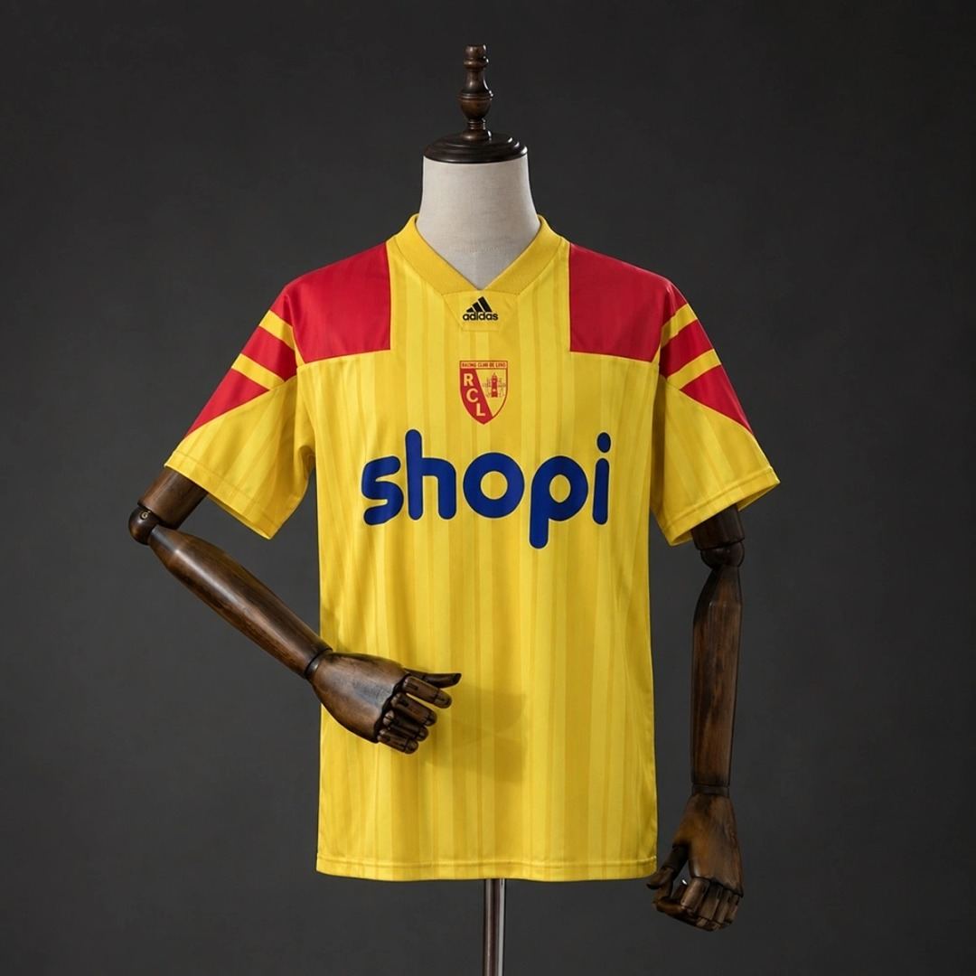 Maillot de football RC Lens jaune rouge — 1993/94 · Domicile · Rétro · tailles S–XXL