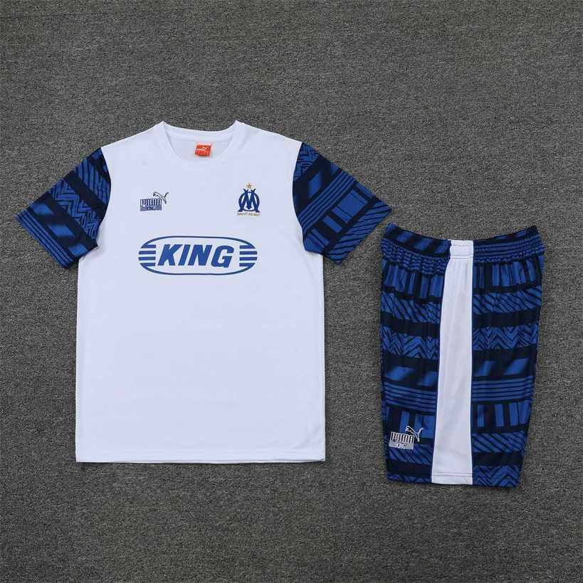 22-23 Marseille training suit short sleeve kit white blue