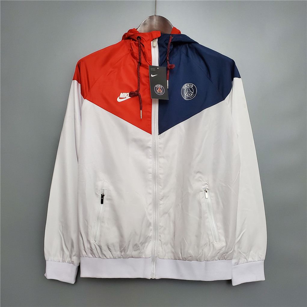 Coupe-vent 20-21 PSG blanc/rouge/bleu classique style — Rétro