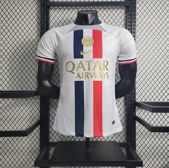 23-24 PSG white with royal blue and red training shirt player version