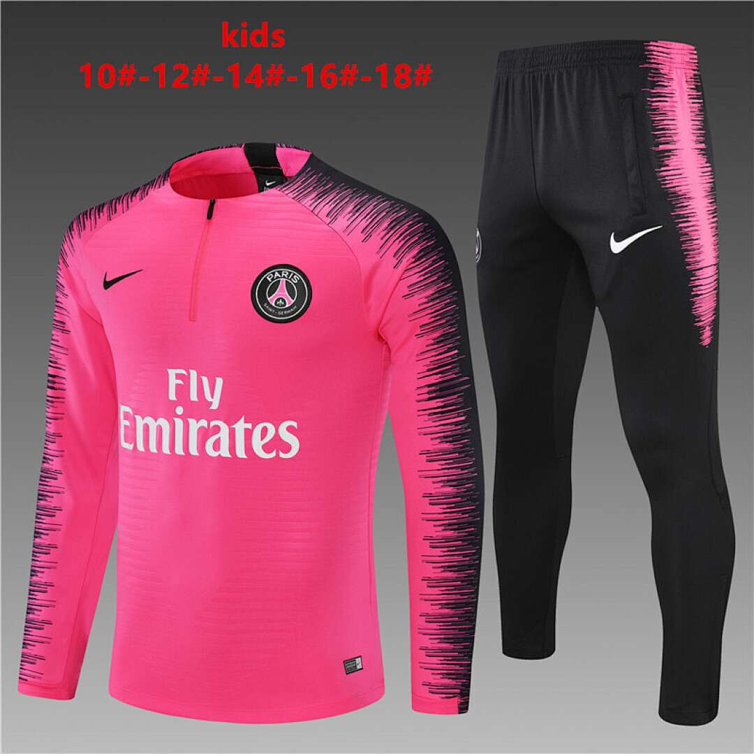 PSG 2018/19 Pink Half zipper training clothes Kid Size 10-18