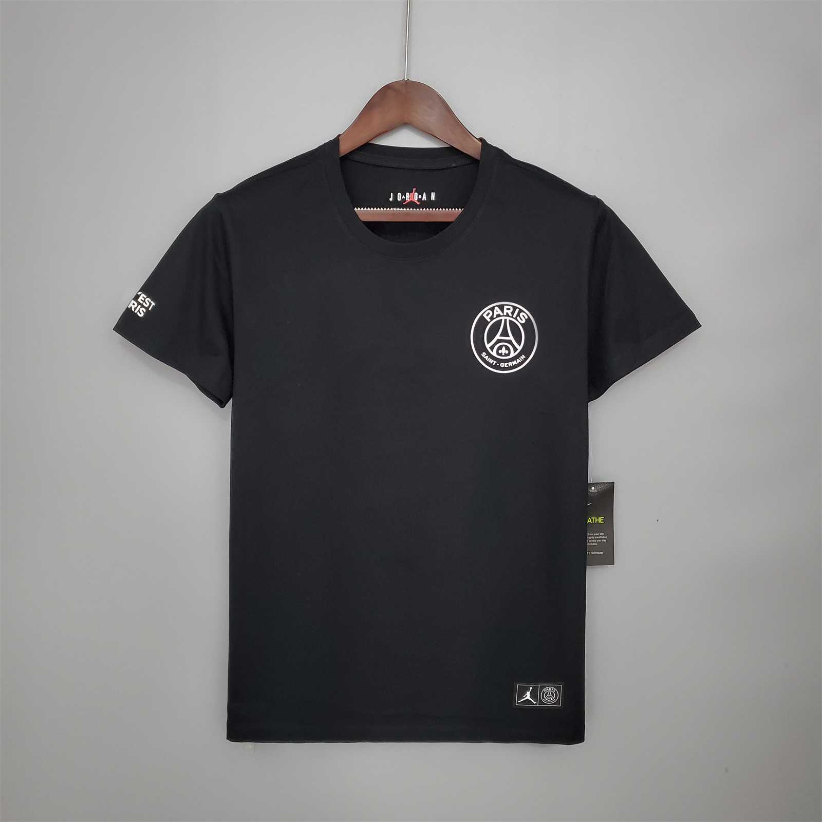PSG Jordan black big-back logo T-shirt