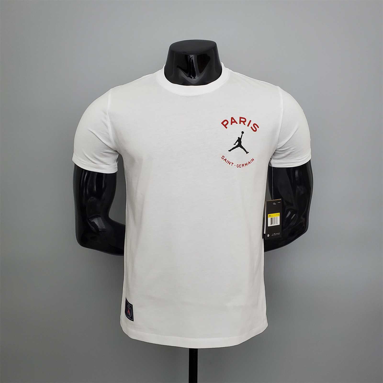 PSG Jordan white red-back logo T-shirt