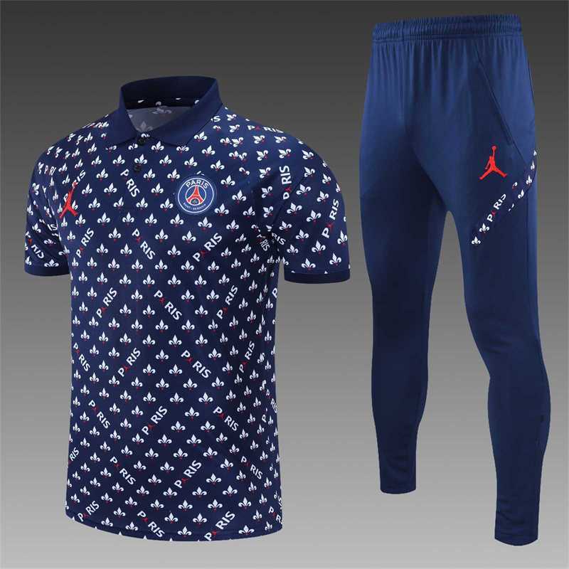 Polo PSG Jordan sapphire blue and white print