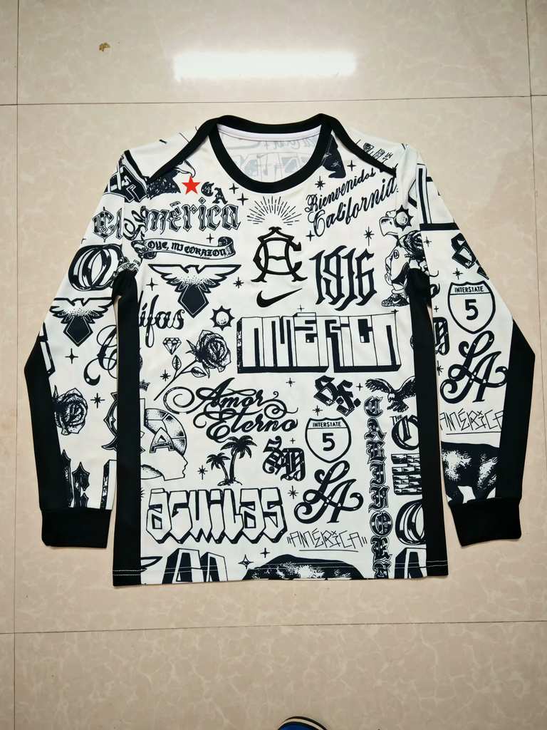 25 26 Americas CA black white long sleeves training 25 26 美洲 长袖