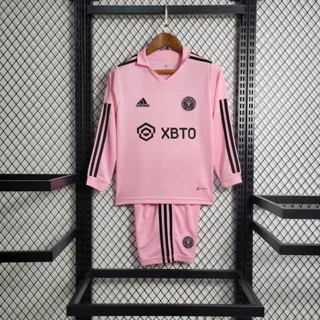 Ensemble de football enfant 23-24 Miami rose — Domicile · Manches longues