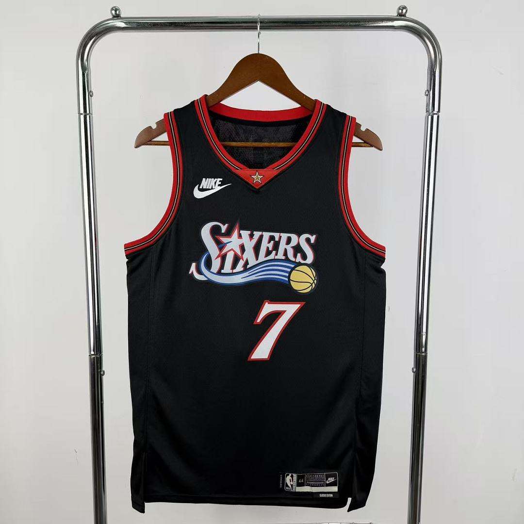 2026 Philadelphia 76ers Retro Black NBA Jersey No. 7 BROWN