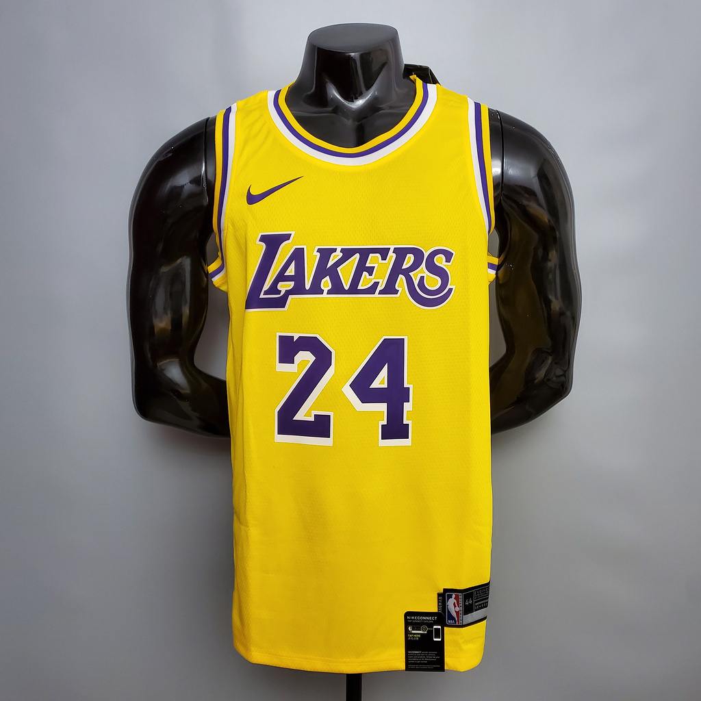 Bryant #24 Lakers Round neck yellow NBA jersey Size_XS_XXL Nike connect recognition