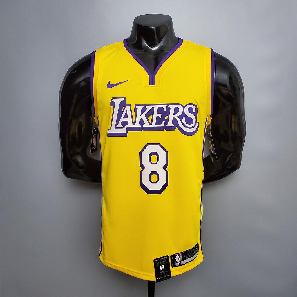 Bryant #8 Lakers V_neck City Edition yellow NBA jersey Size_XS_XXL Nike connect recognition