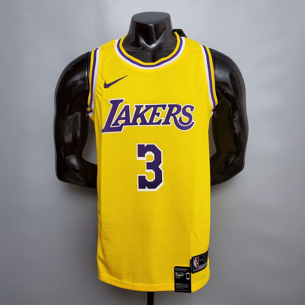 DAVIS #3 Lakers Round neck yellow NBA jersey Size_XS_XXL Nike connect recognition